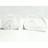 2 vintage Swedish glass paperweights by Mats Jonasson. 15x10cm
