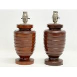 A pair of good quality 1950’s ‘Beehive’ solid beech table lamps. 12x26cm