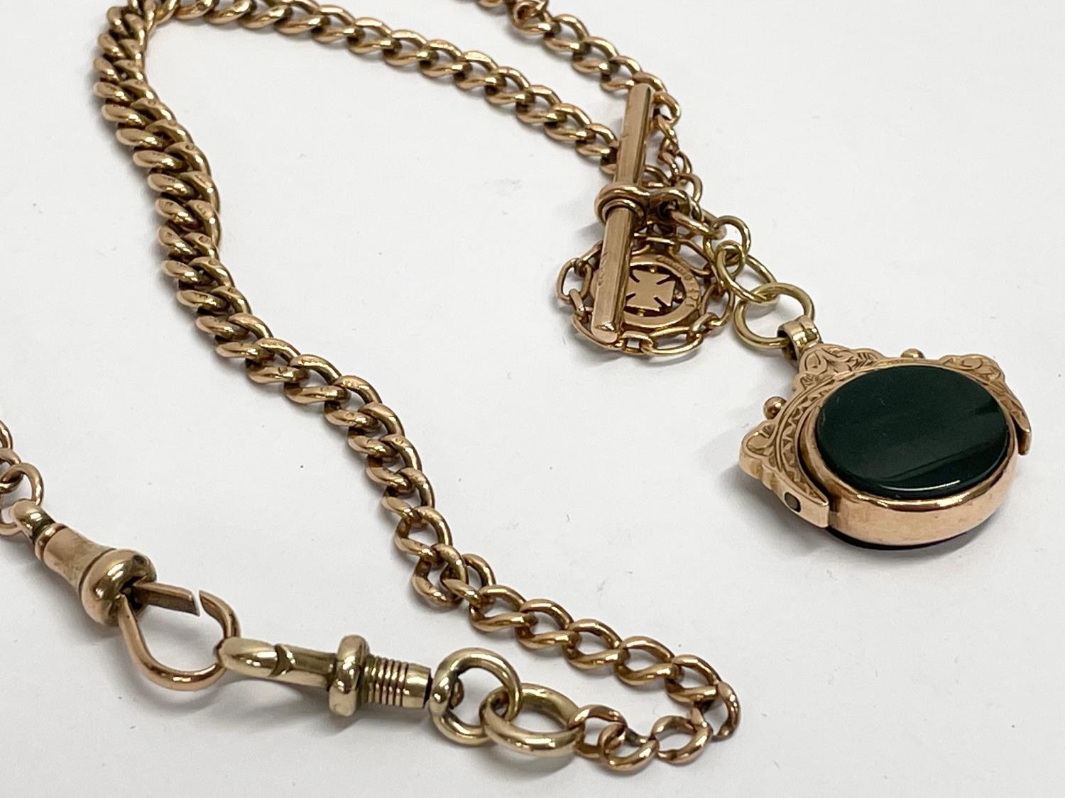A 9ct gold chain and fob necklace. 33.16 grams - Image 2 of 3