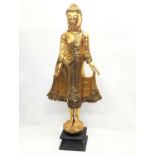 A large gilded Burmese Buddha statue. 114cm