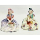 2 vintage Royal Doulton ‘Monica’ pottery figurines. 9x11cm