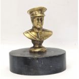 A vintage miniature brass bust of Michael Collins. 11cm