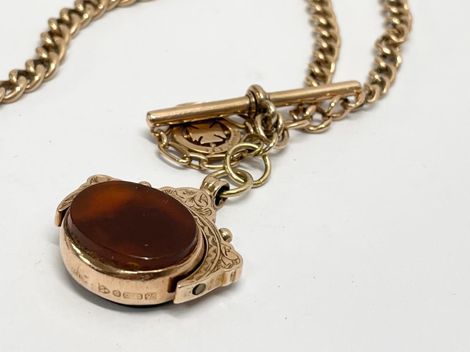 A 9ct gold chain and fob necklace. 33.16 grams - Image 3 of 3