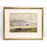 A watercolour painting by Joseph W. Carey. 50.5x41cm with frame, 35x24.5cm without frame