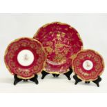 A large Coalport ‘Cairo’ pattern gilt cabinet plate and 2 Coalport ‘Kings Plate’ pattern plates.