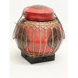 A Chinese wooden rice container. 26x30cm