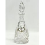 A vintage crystal decanter with an enamel Port label by Coalport. 30cm