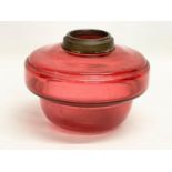 A Victorian Ruby Glass oil lamp bowl. 16x12cm