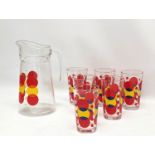 A 1960s Mid Century glass drinking set. Jug measures 22cm