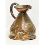 A large Victorian copper jug. Saunders, Hill & Co, Belfast. 25x29cm