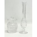 2 pieces of Waterford Crystal. Rose vase measures 23.5cm