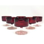 A set of 6 vintage Ruby Glass dessert bowls. 7.5cm