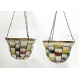 A pair of vintage pottery hanging planters. 18x14.5cm