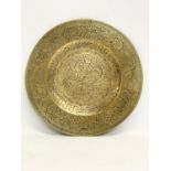 A late 19th/early 20th century Chinese brass tray. 31cm.