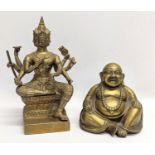 2 vintage brass deity figures. 22cm