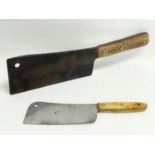 2 vintage meat cleavers. 39cm