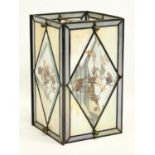 A vintage stain and bevelled glass light shade. 15x15x25cm