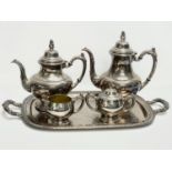 A vintage 5 piece silver plated tea service. Tray measures 55cm.