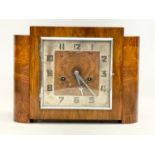 A good quality vintage Art Deco Burr Walnut mantle clock. With key and pendulum. 32x12x23.5cm