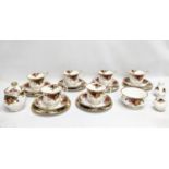 22 pieces of Royal Albert Old Country Roses, including teacups and saucers with a pair of salt and