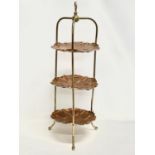 A late 19th century Art Nouveau copper and brass 3 tier cake stand. 30x78cm