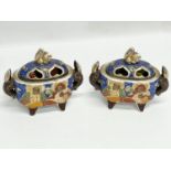 A pair of Japanese Satsuma pottery. 15x12.5cm