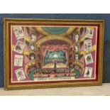 A large gilt framed tapestry. Great Entertainers. 90x61cm
