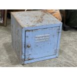 A vintage tabletop metal locker. 38x38x38cm