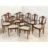 A set of 10 Hepplewhite style mahogany dining chairs.