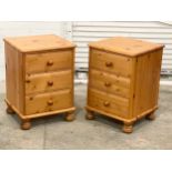 A pair of pine bedside chests. 44x41x61cm