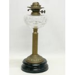 A Victorian double burner oil lamp. 46cm
