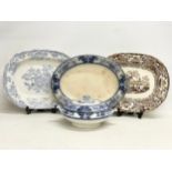 4 pieces of Victorian dinnerware. 3 platters and a tureen.