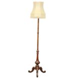 A mahogany standard lamp professionally made from a Victorian pole screen. 189cm
