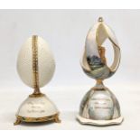 2 Ardleigh Elliot musical porcelain eggs, 'Emerald Jewel' first issue in the Irish Treasure, and '