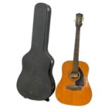 An Eko guitar in case. Guitar measures 106cm