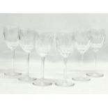 A set of 6 tall good quality crystal wine glasses. 20cm