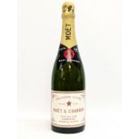 A vintage bottle of Moet & Chandon Champagne Epernay France Premiere Cuvee.