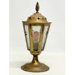 An early 20th century brass lantern table lamp. 29cm