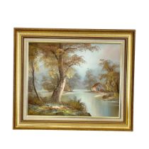 An oil painting by Clara Inness. 49x39cm. Frame 65x55cm
