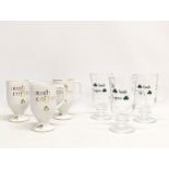 2 sets of Irish coffee cups, 1 by Wade pottery. Glass set measures 14.5cm