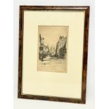 A signed etching by Robert Cresswell Boak. Belfast City Hall. 18x26.5cm. Frame 41x55.5cm