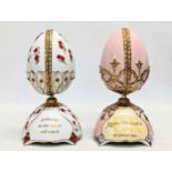 2 Bradford Exchange Musical Porcelain Eggs, a limited edition Queen Elizabeth II '80 Glorious Years,