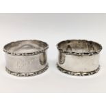 A pair of silver napkin holders, 31.94g. Sheffield