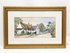 A framed R. Munn watercolour painting. 57x38.5cm with frame, 38x19.5cm without frame