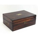A Victorian rosewood brass inlaid writing slope. 30.5x23.5x11.5cm