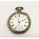 A large silver plate pocket watch, 'The Albion Lever.'