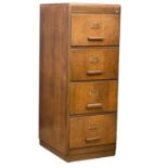 A large early 20th century oak 4 drawer filing cabinet. 52x64x140cm