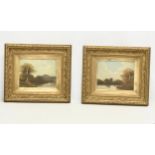 A pair of 19th century oil paintings in original gilt frames. Painting 24x19cm. Frame 43x38cm.