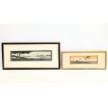 2 late 19th / early 20th century Japanese watercolour paintings. Largest measures 43x20cm with