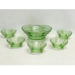 A 6 piece vintage Art Deco style dessert set. Bowl measures 22.5x9cm